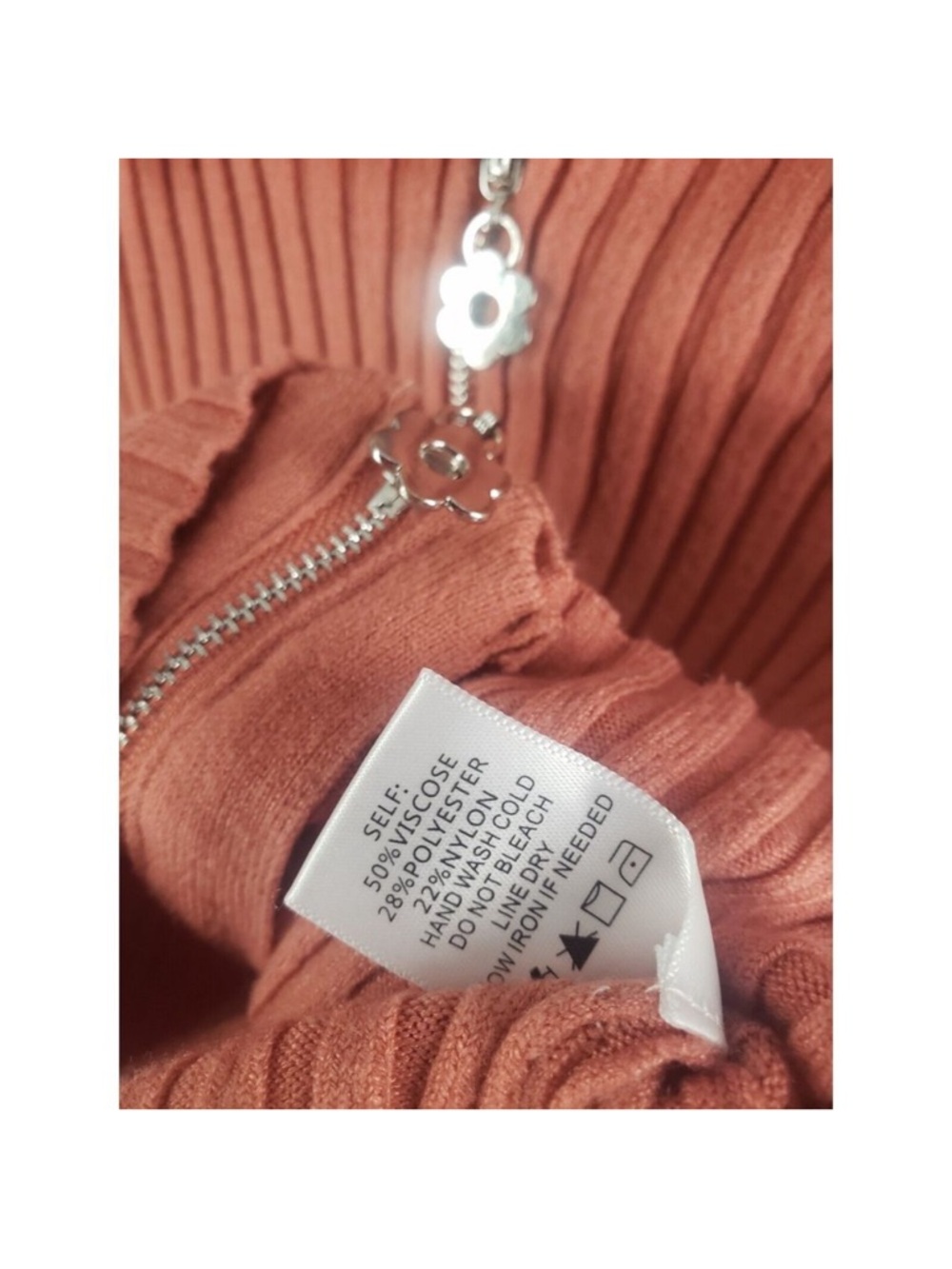 Altar'd State Rust Pink Ribbed Zip-Front Cropped Cardigan Medium - Picture 6 of 8